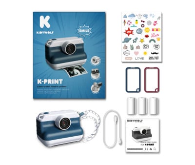 Câmera de impressão térmica K-Print Blue para crianças