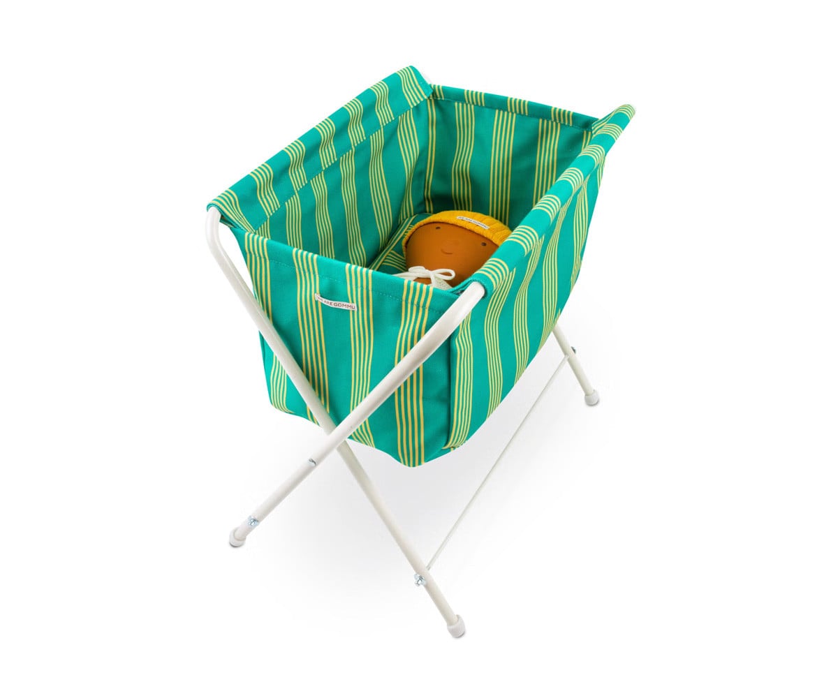 Berceau en Tissu et Métal pour Poupées Rayures Vertes