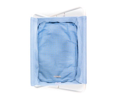 Berceau en Tissu et Métal pour Poupées Vichy Bleu