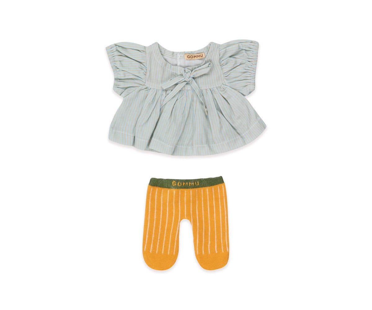 Vestido e meia-calça listrados de boneca Gommu