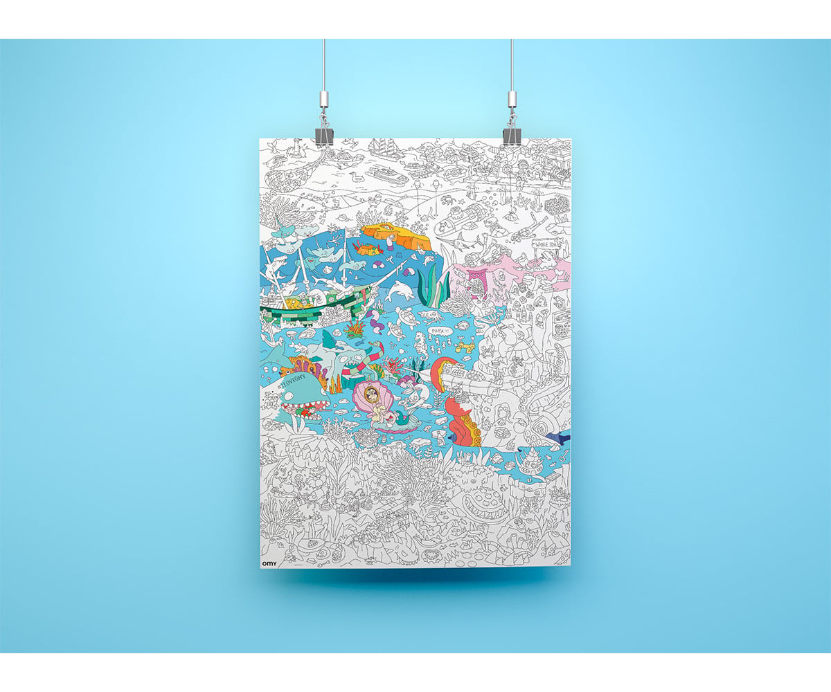 Poster XL Omy Ocean Para Colorear 100x70Cm.