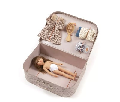 Valise Vintage  « Bohème Chic » Féline avec Accessoires pour Poupées Las Amigas