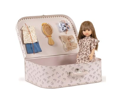 Valise Vintage « Bohème Chic » Féline avec Accessoires pour Poupées Las Amigas