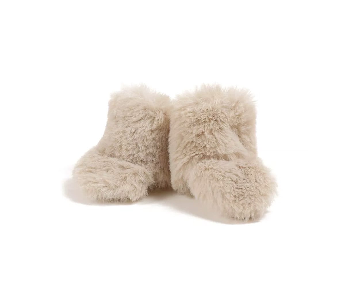 Botas de neve de couro sintético bege