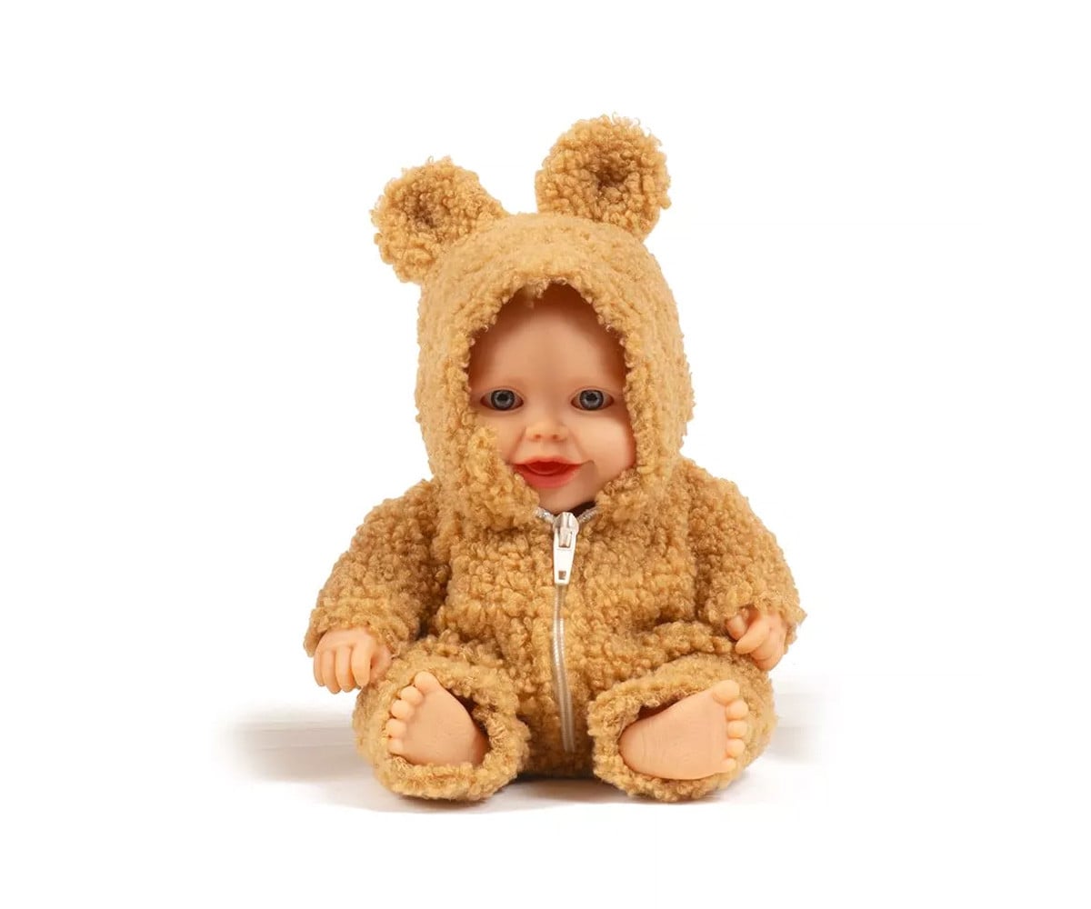 Muñeco Guillo con Mono Winnie en Bouclette Camel 21cm