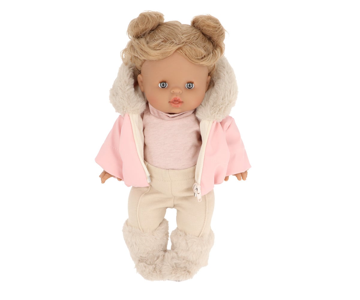 Boneca Gordis Luisa com conjunto, jaqueta de esqui Gigi e botas bege