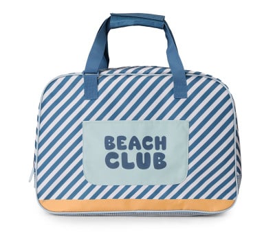 Personalized Beach Bag with Mesh Bottom Stripes Blues & Beyond
