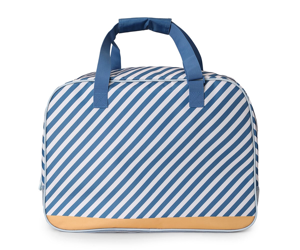 Personalized Beach Bag with Mesh Bottom Stripes Blues & Beyond