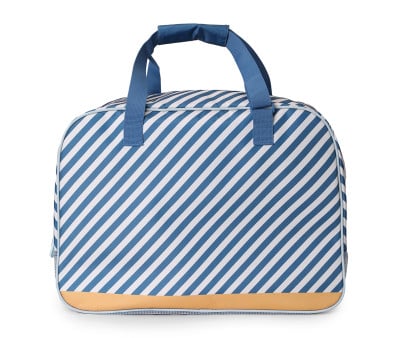 Personalized Beach Bag with Mesh Bottom Stripes Blues & Beyond