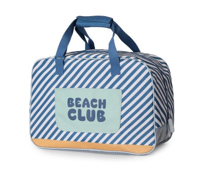 Personalized Beach Bag with Mesh Bottom Stripes Blues & Beyond