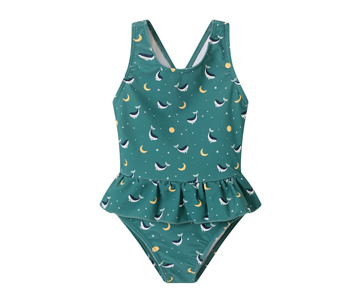 Fato Cruzado com Folhos Whale Teal