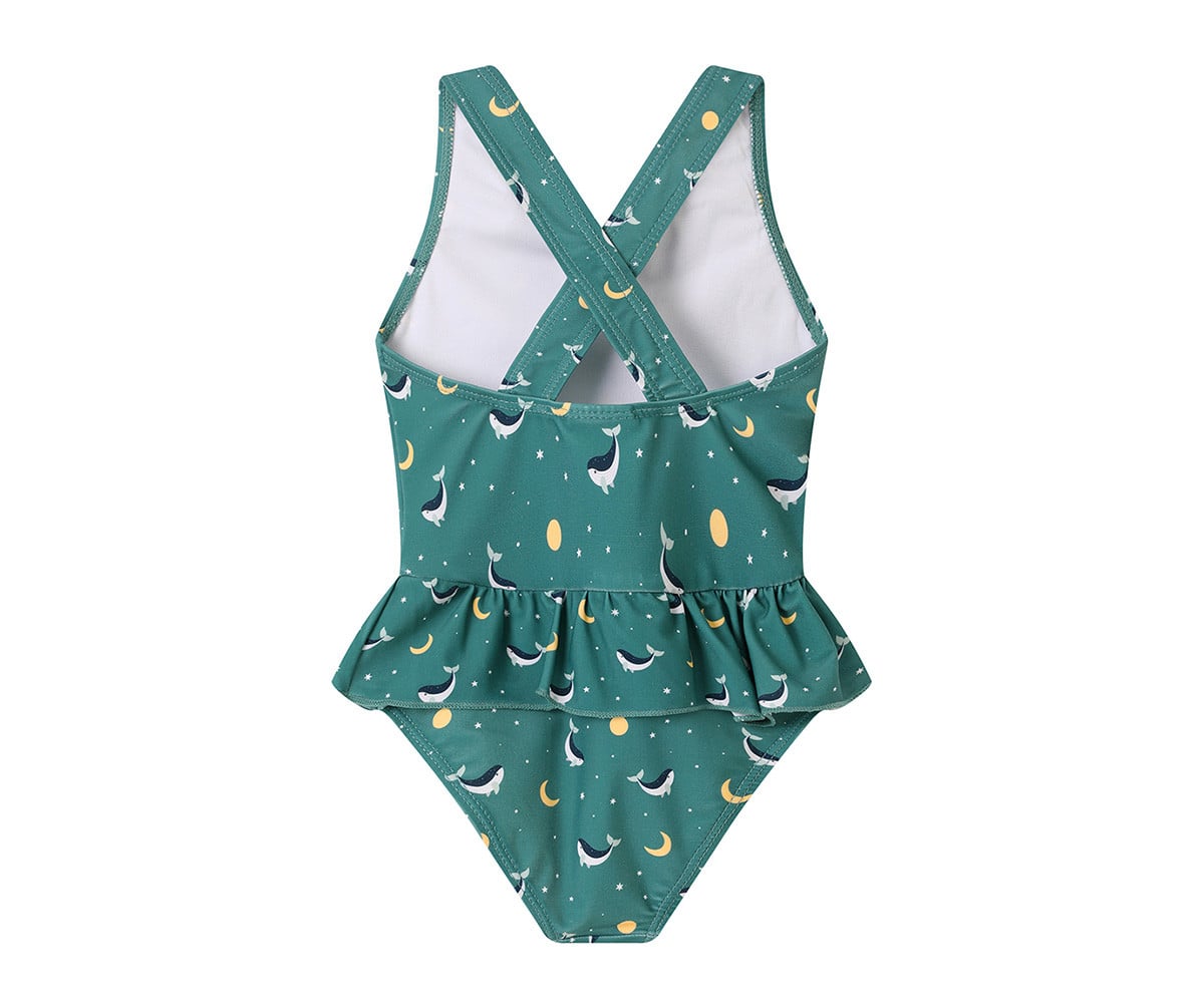 Fato Cruzado com Folhos Whale Teal