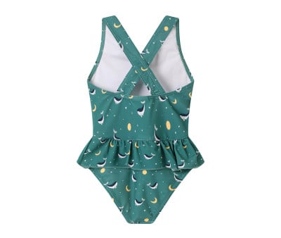 Fato Cruzado com Folhos Whale Teal