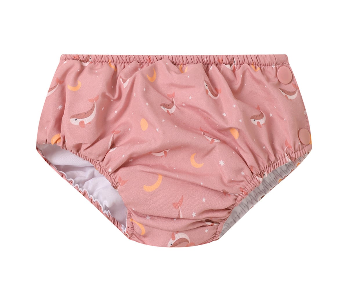 Cueca com fralda Whale Pink Folhos