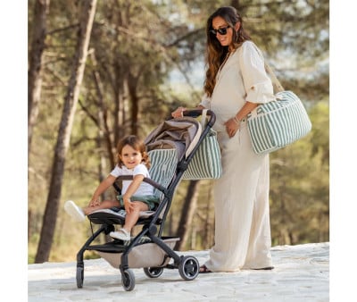 Stroller Cover Stripe Green Khaki