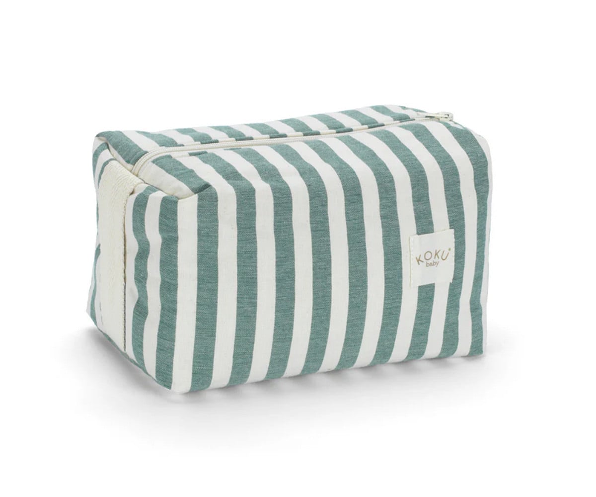 Beauty Case Stripe Green Khaki