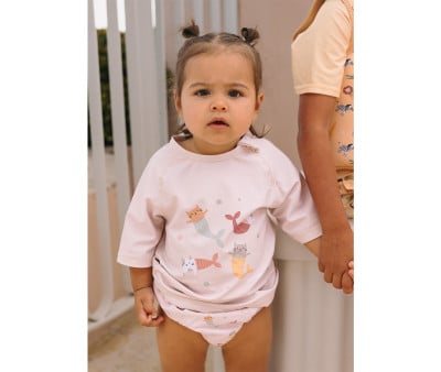 Diaper Swimsuit with Ruffles Mermaid Cats