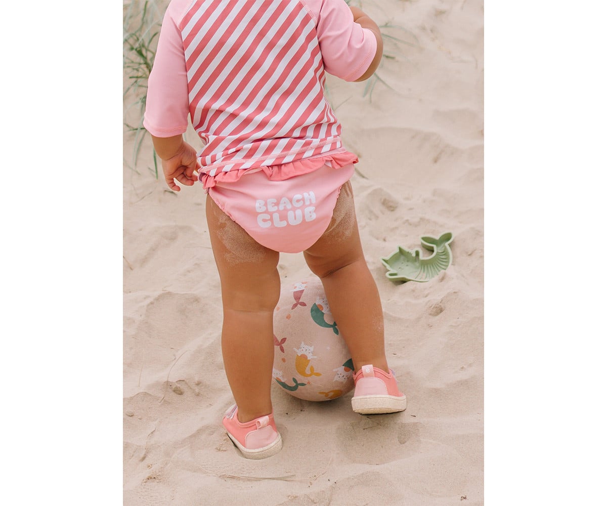 Diaper Swimsuit with Ruffles Stripes Bloom & Blush