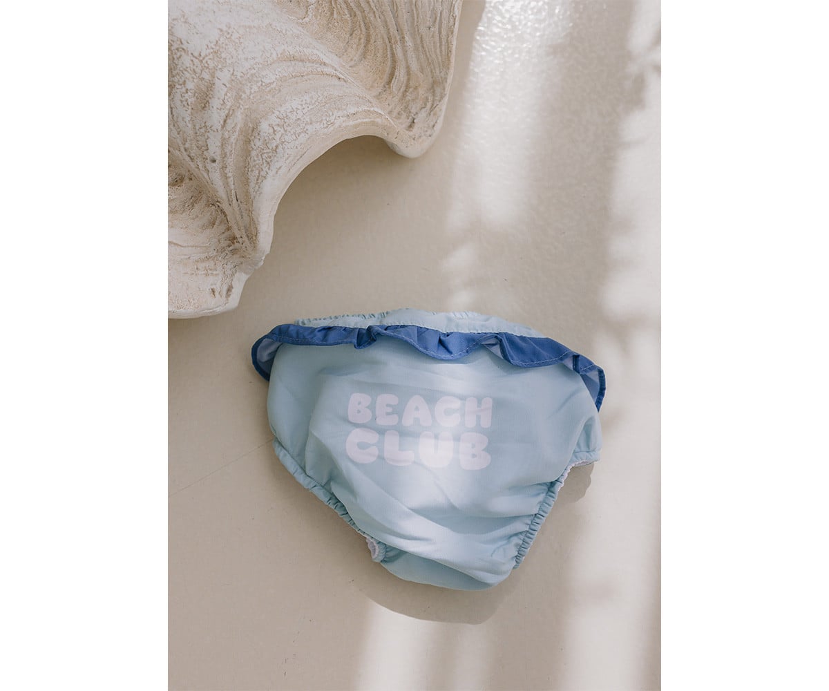 Diaper Swimsuit with Ruffles Stripes Blues & Beyond