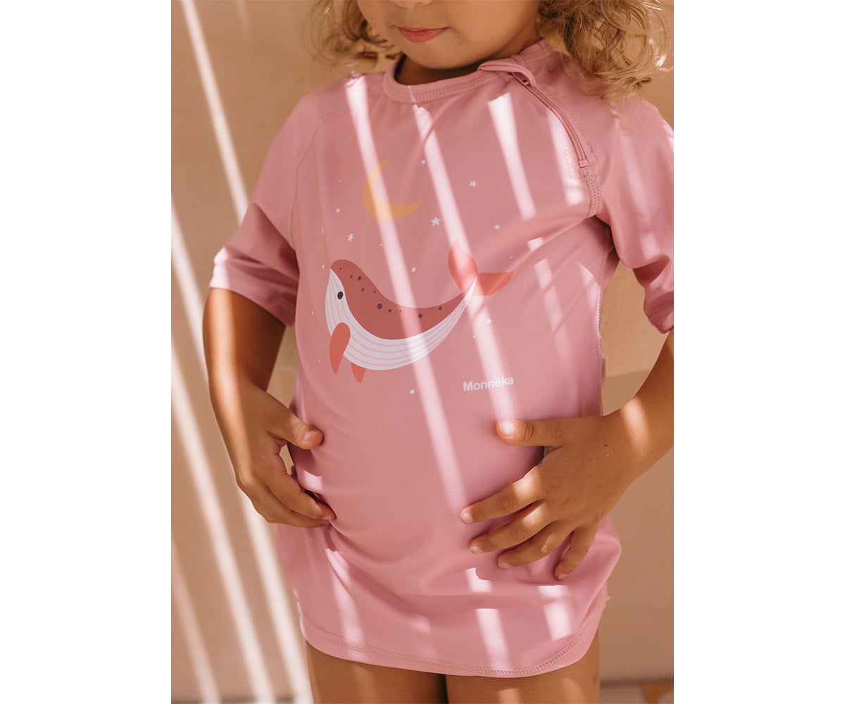 Camiseta de proteção solar Rosa Whale Pink