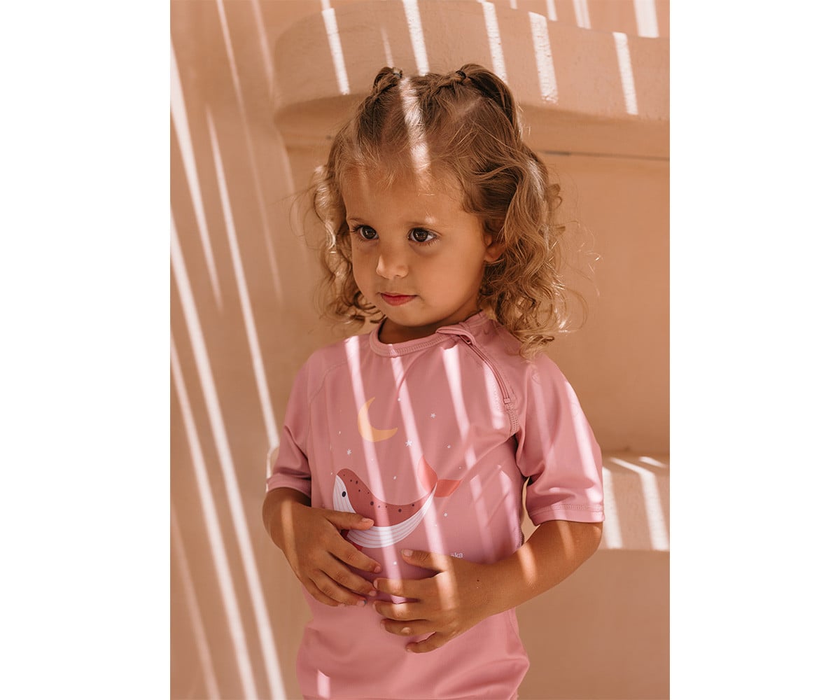 Camiseta de proteção solar Rosa Whale Pink