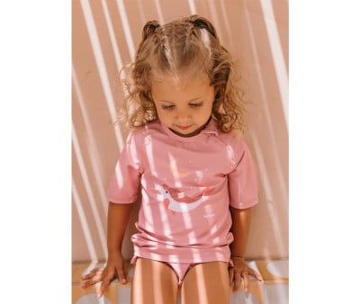 Camiseta de proteção solar Rosa Whale Pink