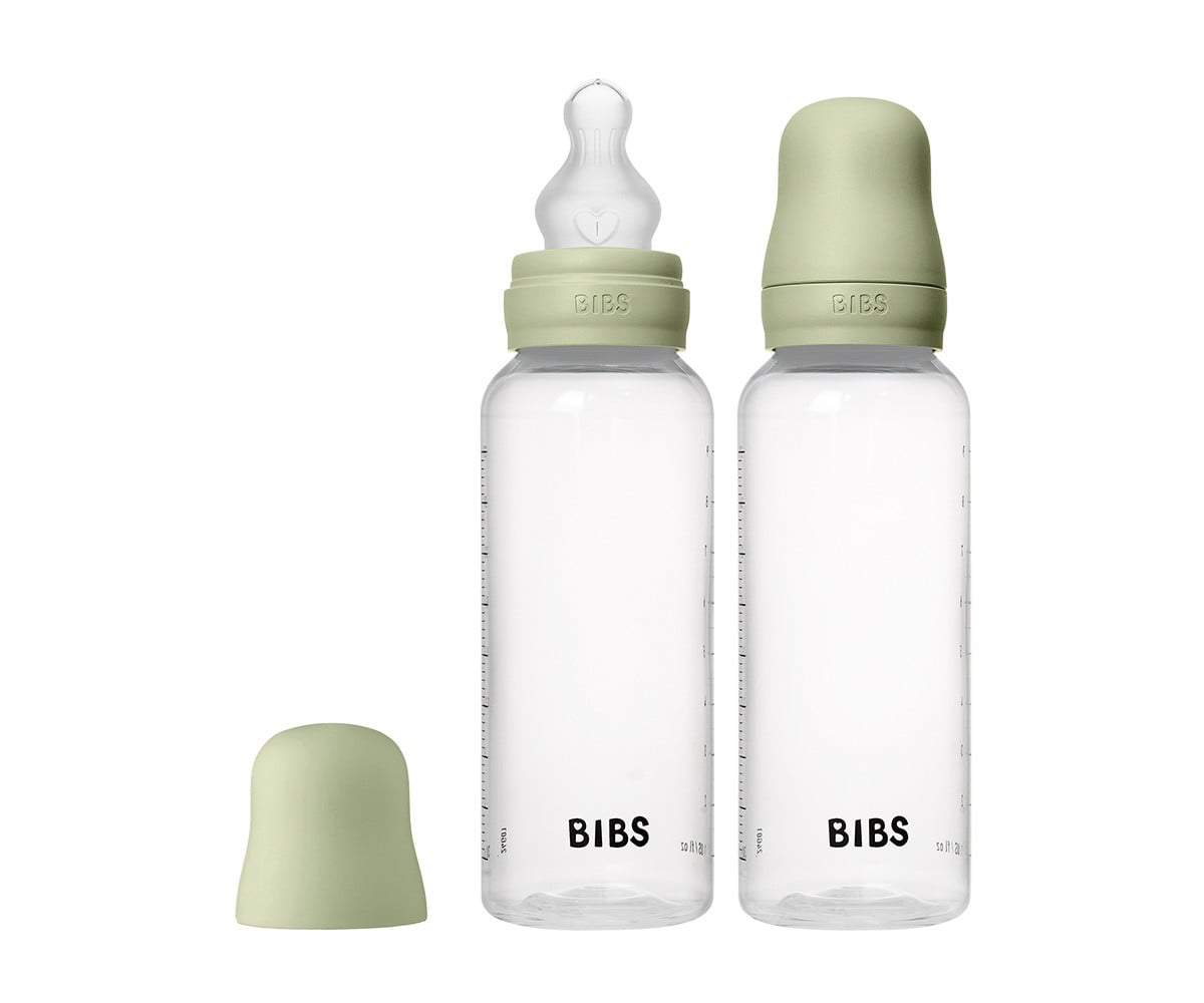 2 Biberons en Plastique BIBS Silicone Sage 270 ml