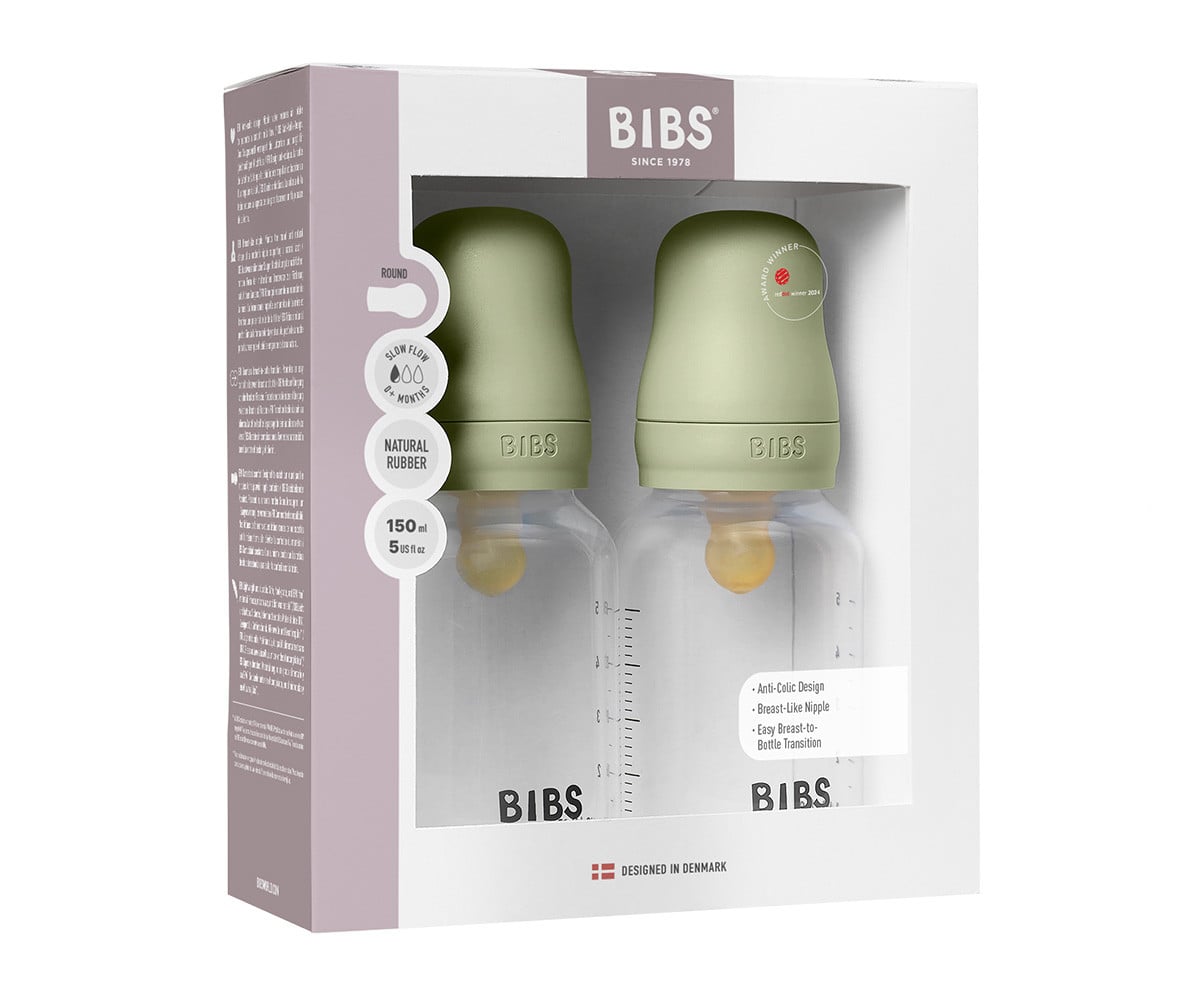 2 Biberons en Plastique BIBS Latex Sage 150 ml