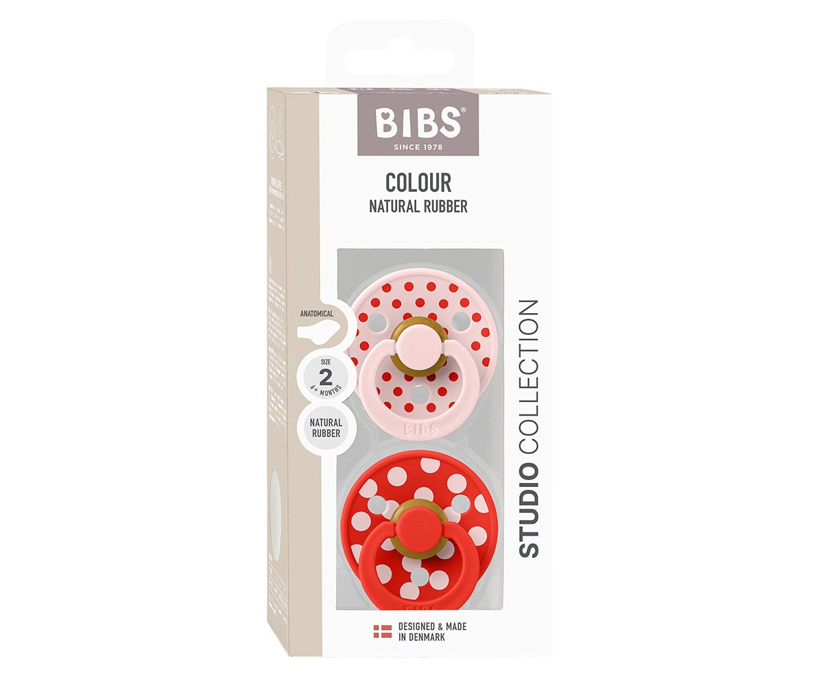 2 chupetas anatômicas BIBS Colour Polka Blossom/Cany Apple