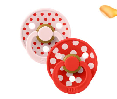 2 Succhietti BIBS Studio Colour Anatomica Polka Blossom/Candy Apple