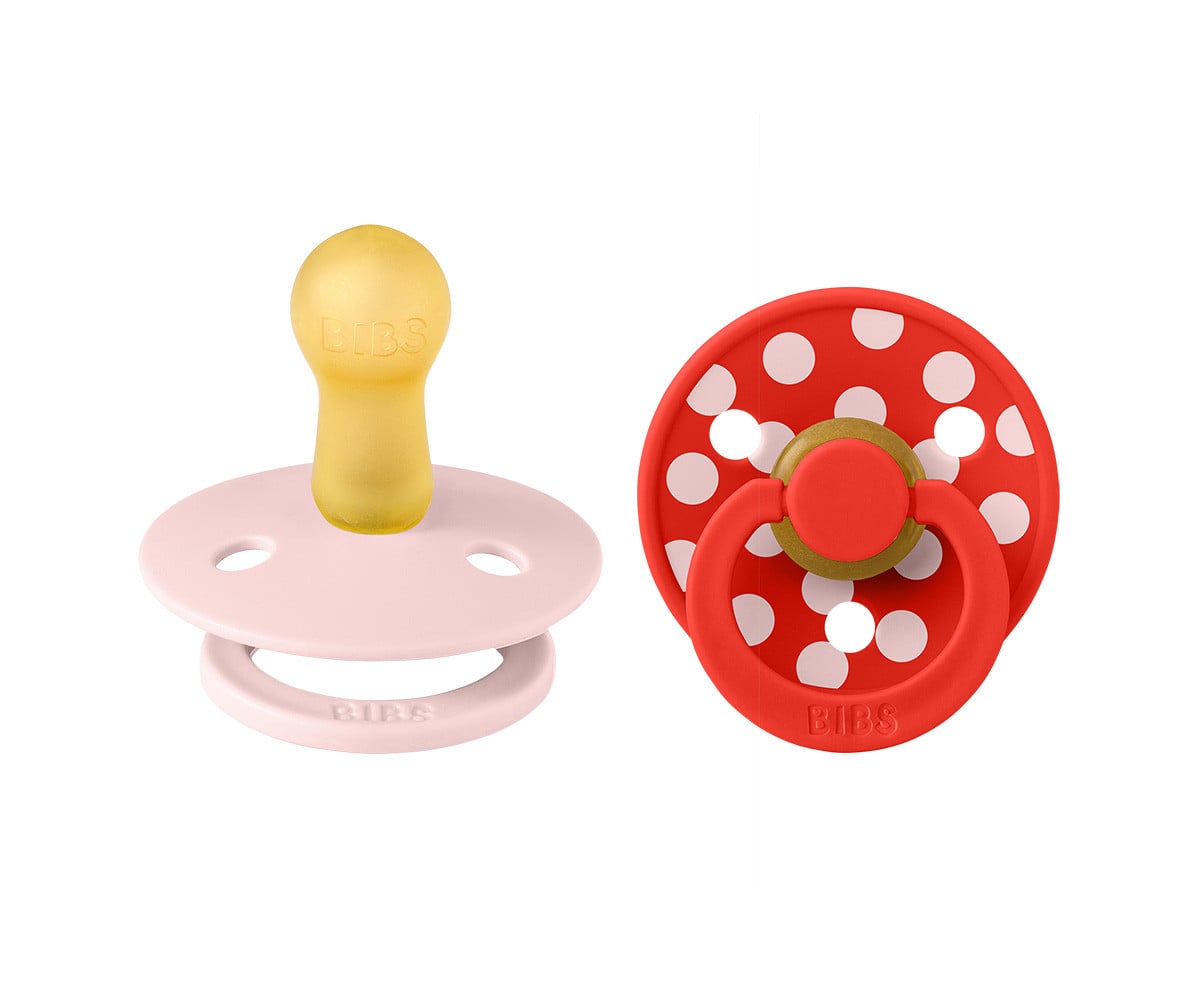 2 Chupetes BIBS Colour Round Polka Blossom/Candy Apple