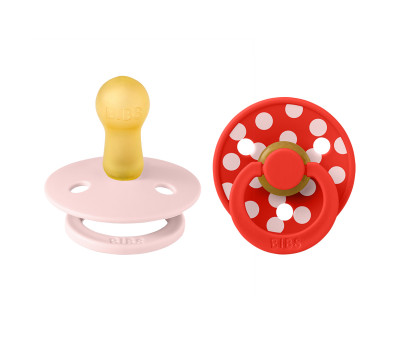 2 Chupetes BIBS Colour Round Polka Blossom/Candy Apple