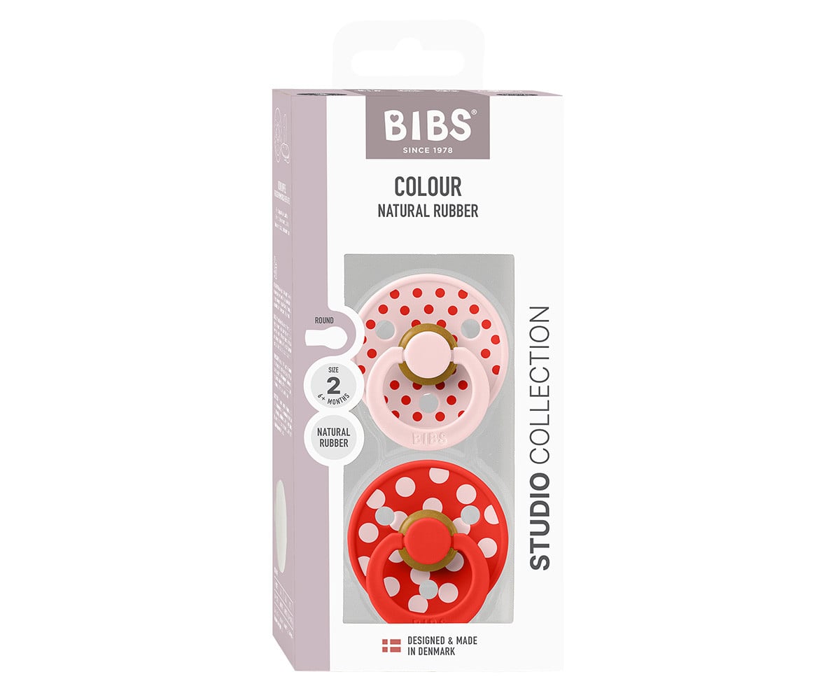 2 Chupetes BIBS Colour Round Polka Blossom/Candy Apple