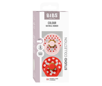 2 Chupetes BIBS Colour Round Polka Blossom/Candy Apple