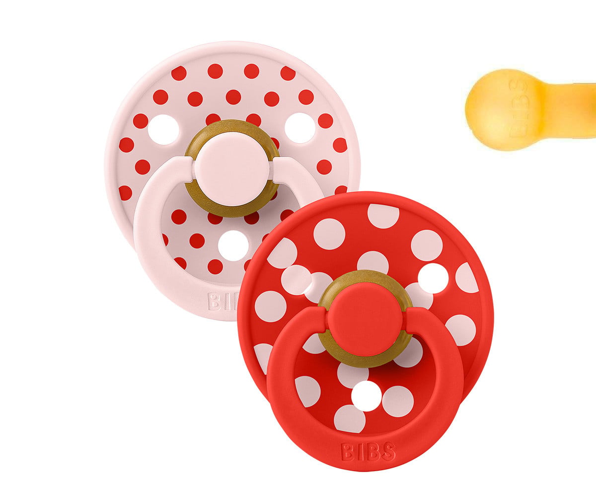 2 Chupetes BIBS Colour Round Polka Blossom/Candy Apple