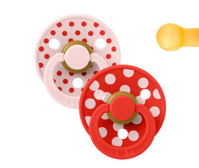 2 Succhietti BIBS Studio Colour Round Polka Blossom/Candy Apple