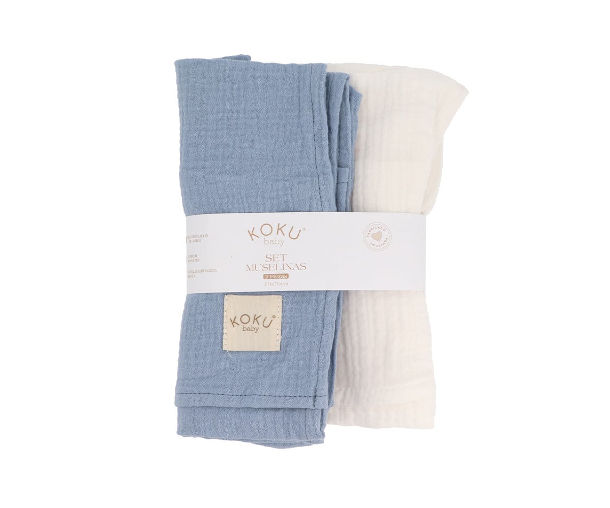 Pack de 2 Muselinas Medianas Azul 70x70cm