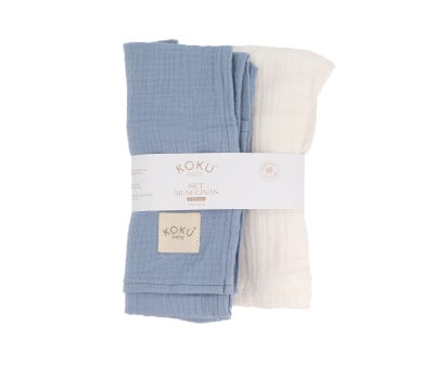 Pack de 2 Muselinas Medianas Azul 70x70cm