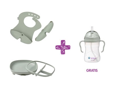 PROMO Babero y Plato + Taza con Pajita Sage