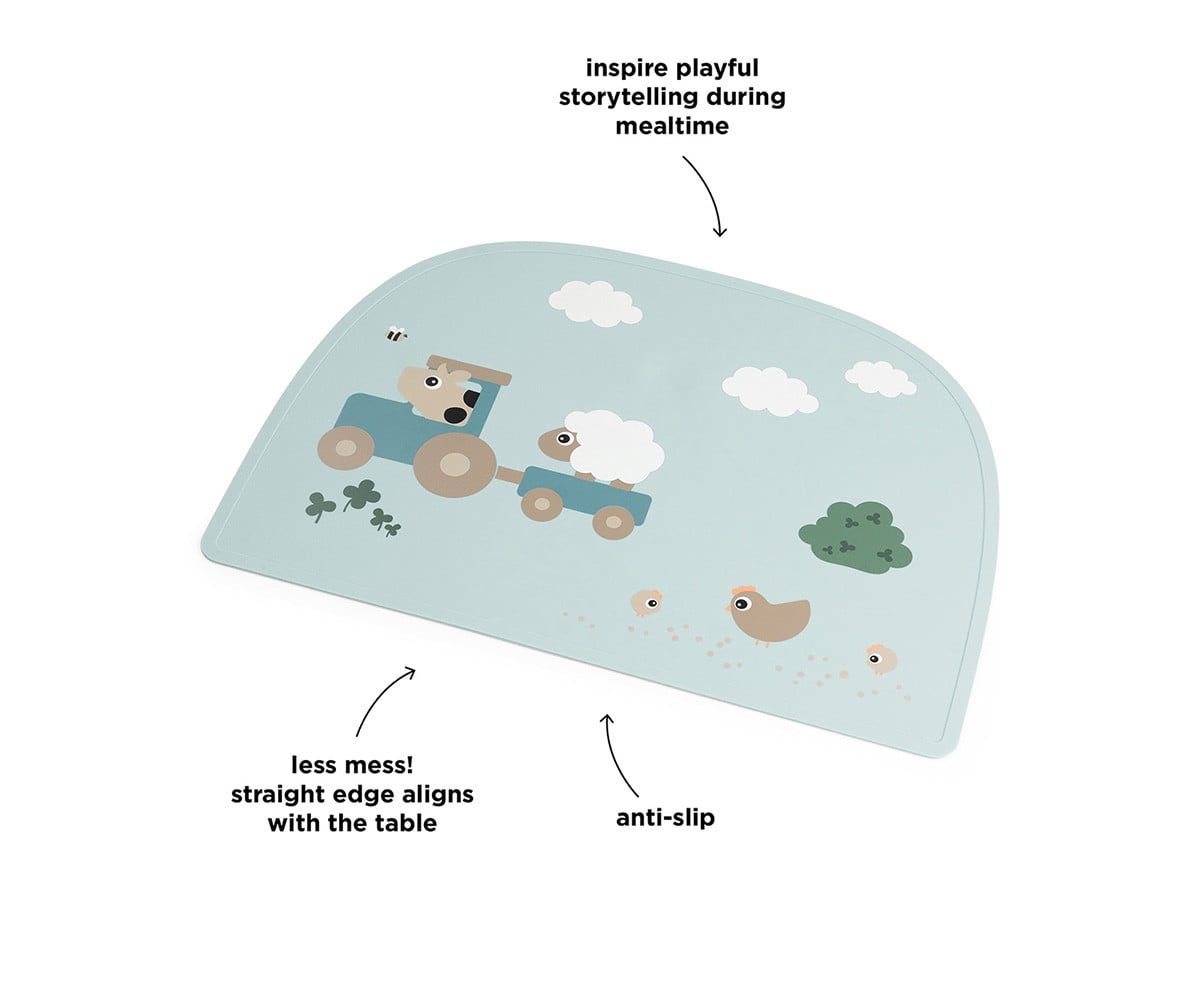 Set de Table en Silicone Tiny Farm Blue