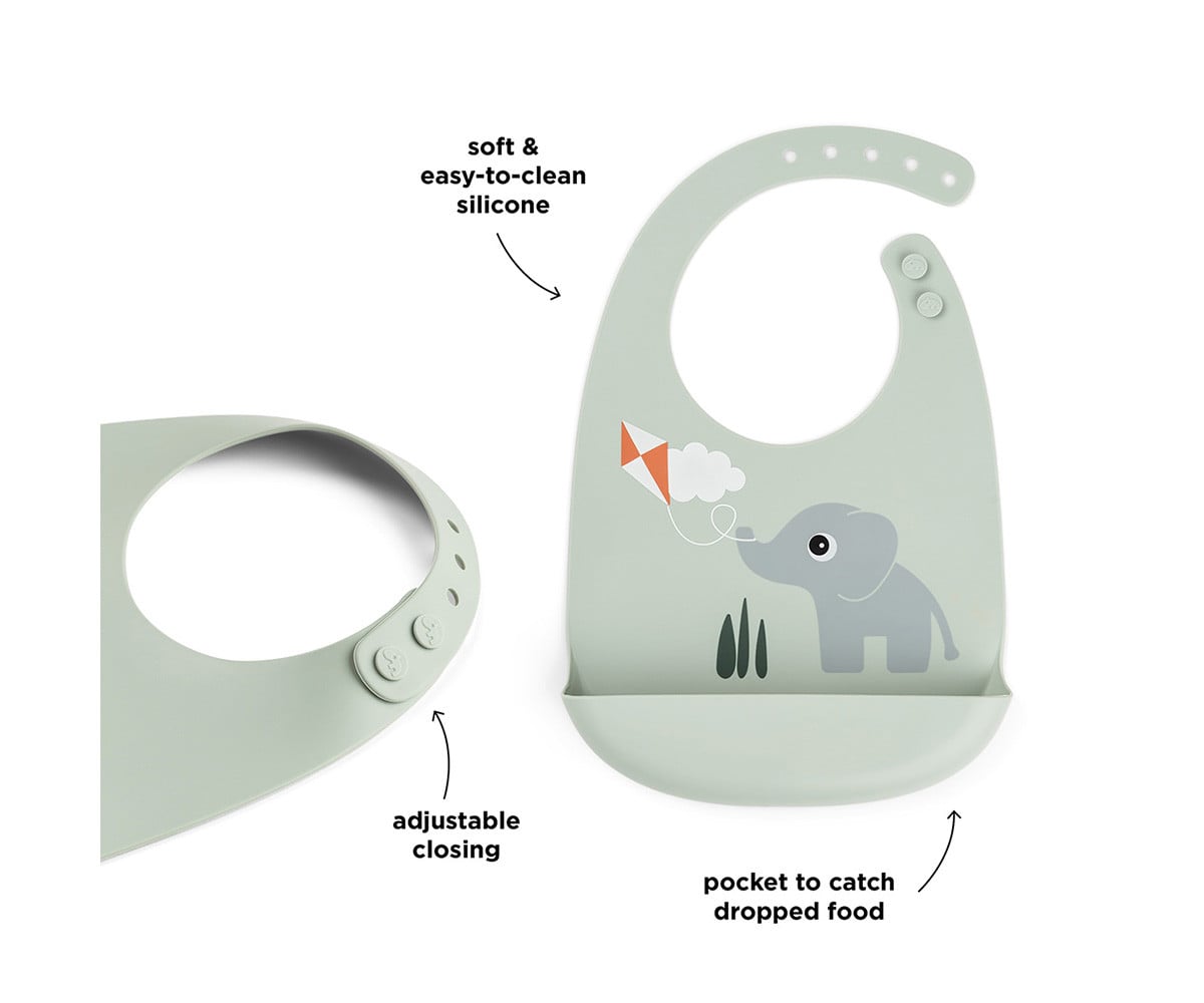 Bavoir en Silicone Playground Green