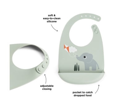 Bavoir en Silicone Playground Green