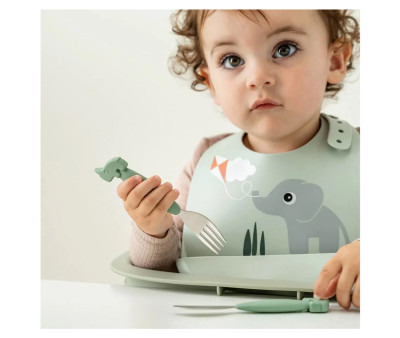 Bavoir en Silicone Playground Green