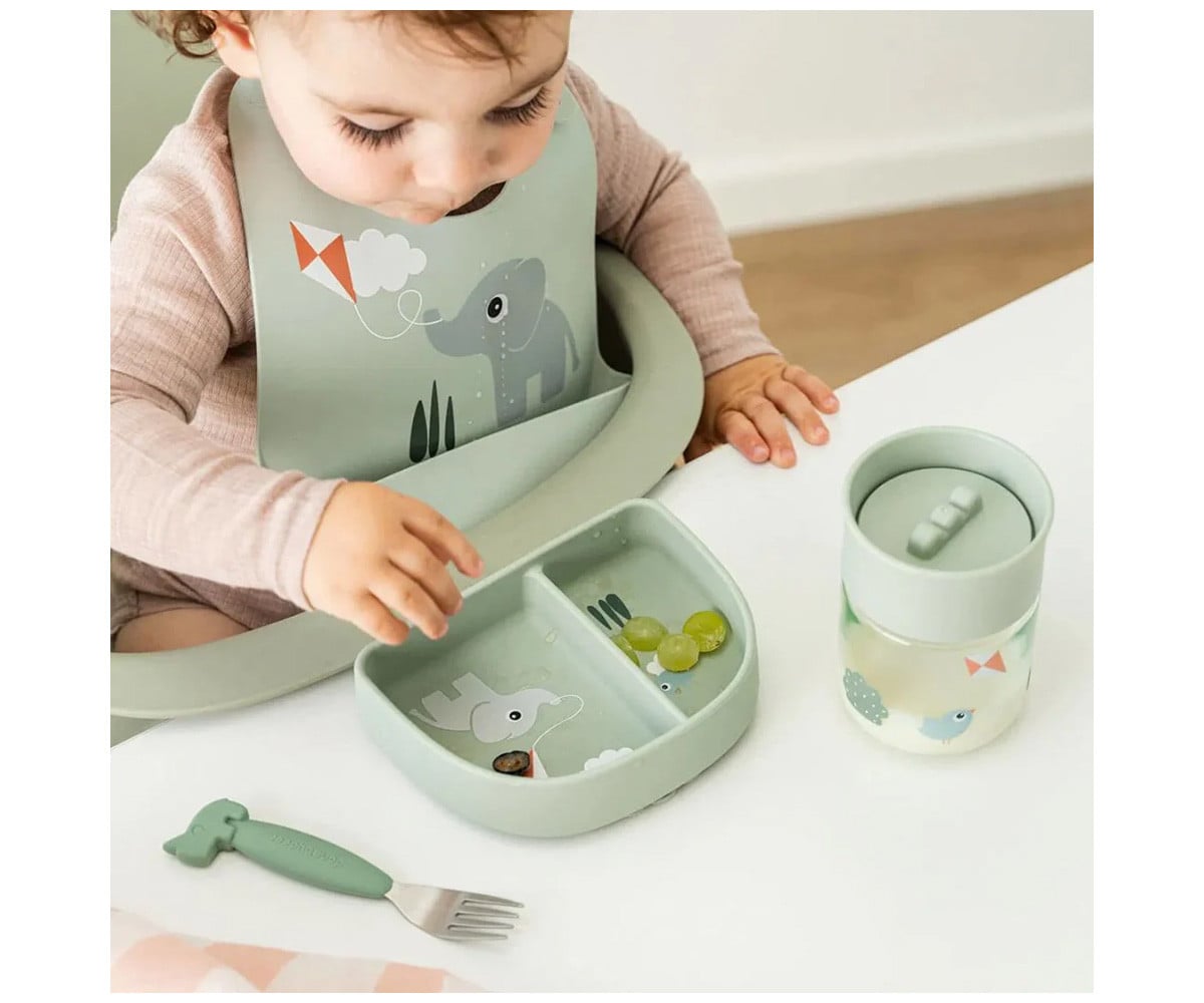 Bavoir en Silicone Playground Green