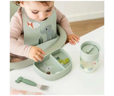 Bavoir en Silicone Playground Green