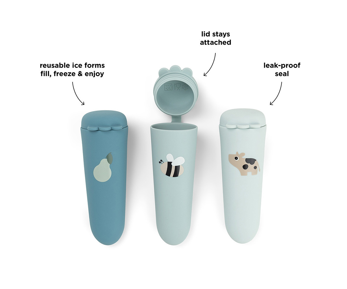 Set 3 Stampi Gelato Silicone Tiny Farm Blue