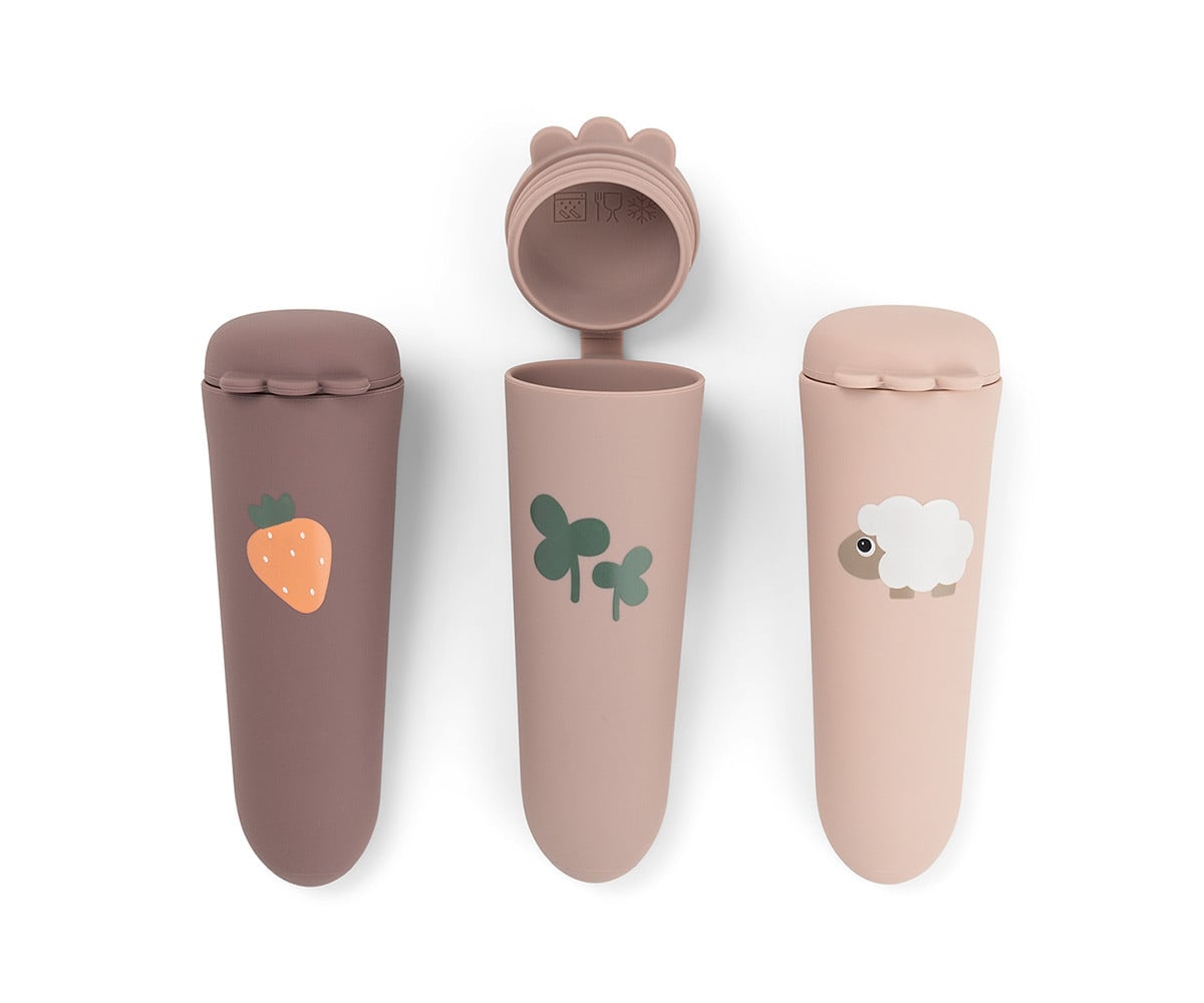 3-Piece Silicone Ice Pop Molds Tiny Farm Powder