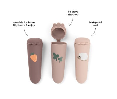 3-Piece Silicone Ice Pop Molds Tiny Farm Powder
