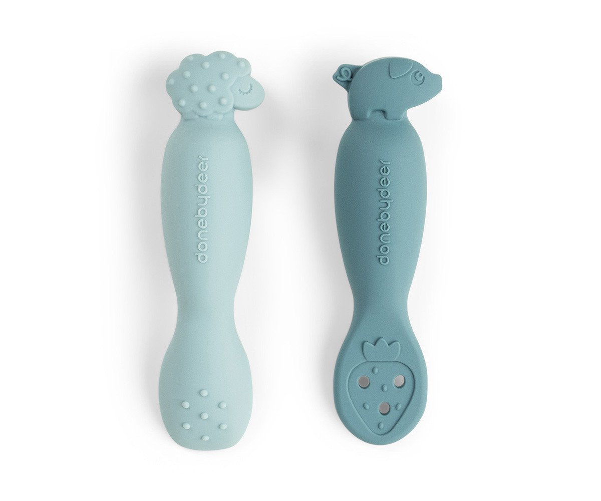2-Piece Learning Spoons Tiny Farm Blue