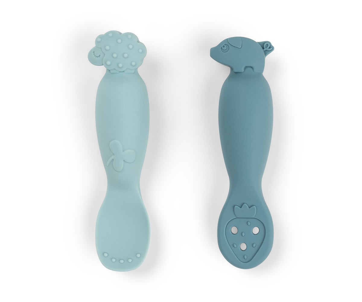 2-Piece Learning Spoons Tiny Farm Blue